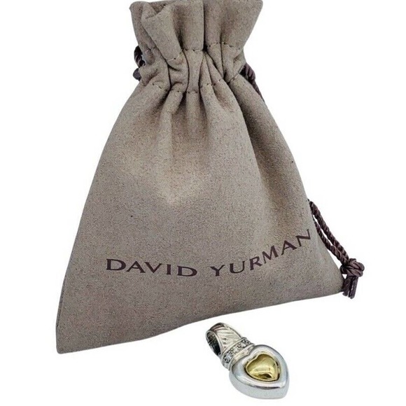 David Yurman Sterling and 18K Gold Pave Diamond Heart Pendant